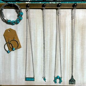 6pc turquoise and silver fashion jewelry set